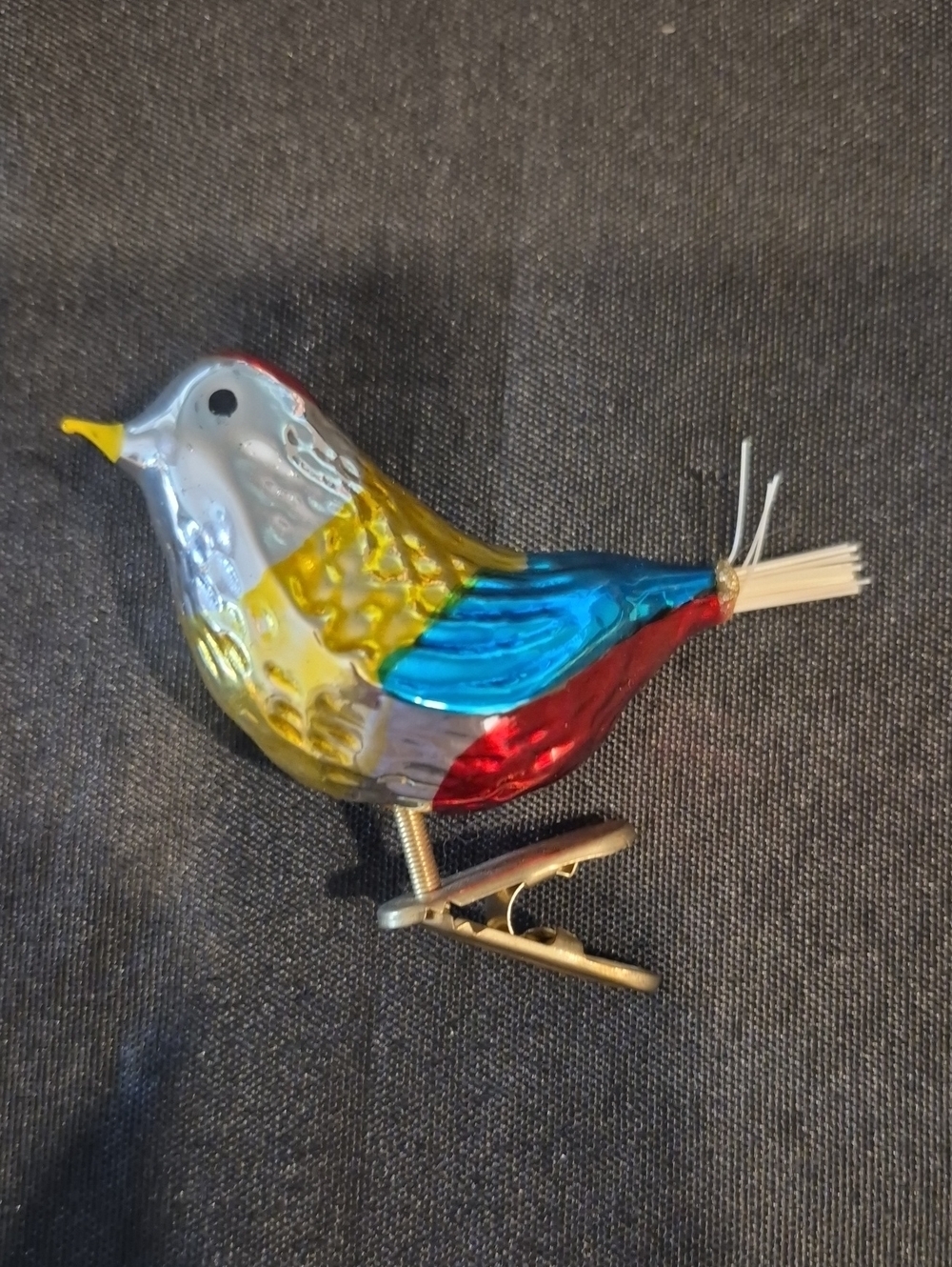 Mercury Glass Multi-Color Clip-On Bird Christmas Ornament